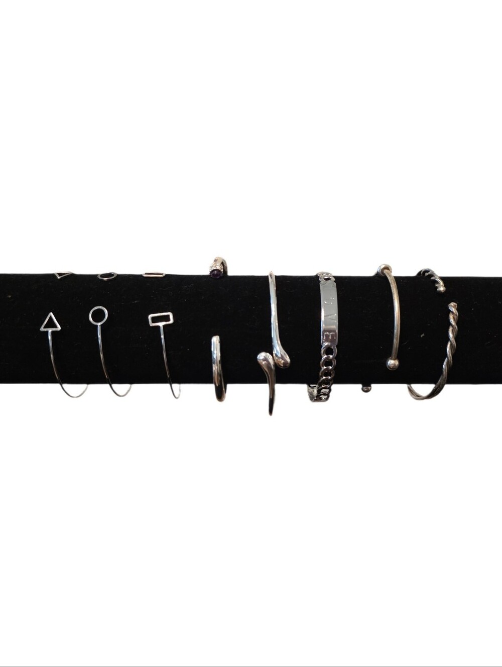 Set of 8 Silver Tone Minimalist Cuffs Bracelets